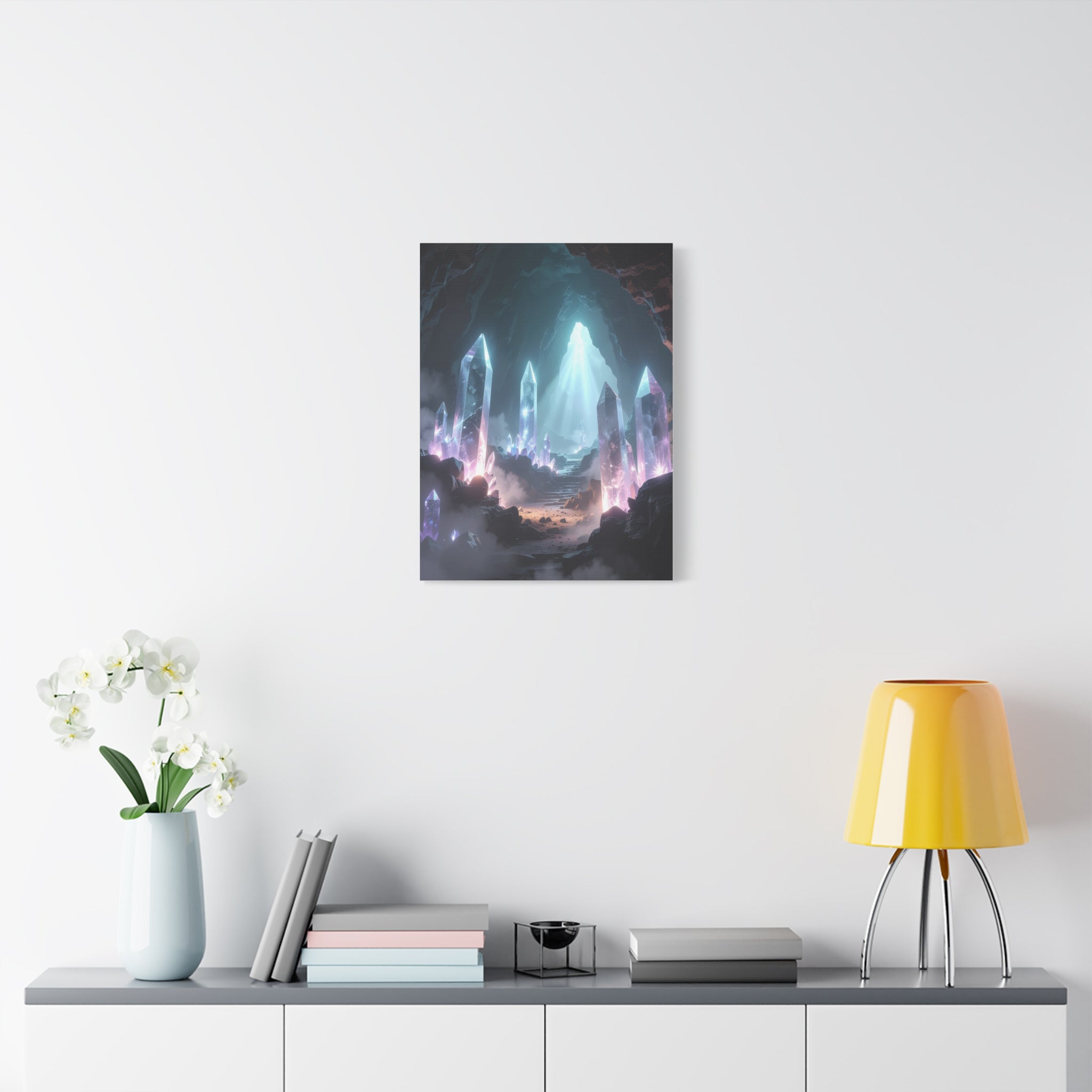 Crystal Reverie: Luminous Cavern Dreamscape, Ethereal Digital Fantasy Art - L’Art Suprême Canvas