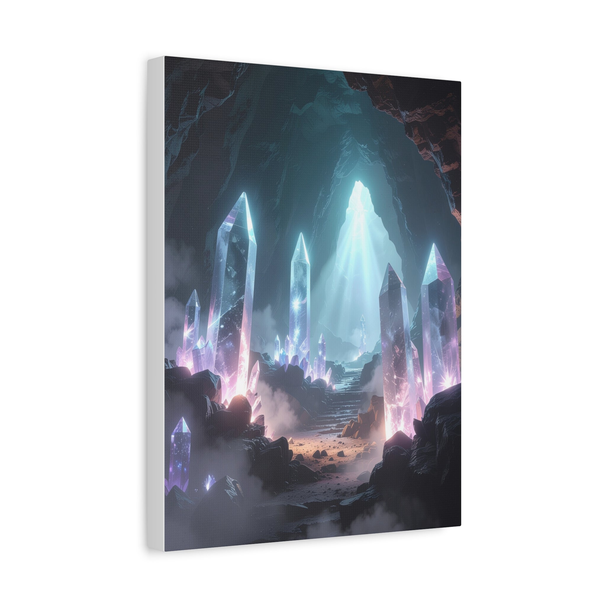 Crystal Reverie: Luminous Cavern Dreamscape, Ethereal Digital Fantasy Art - L’Art Suprême Canvas