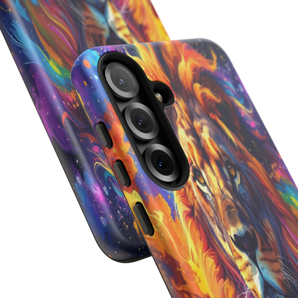 Cosmic Mane: Celestial Lion Portrait, Psychedelic Wildlife Art - L’Art Suprême Phone Case