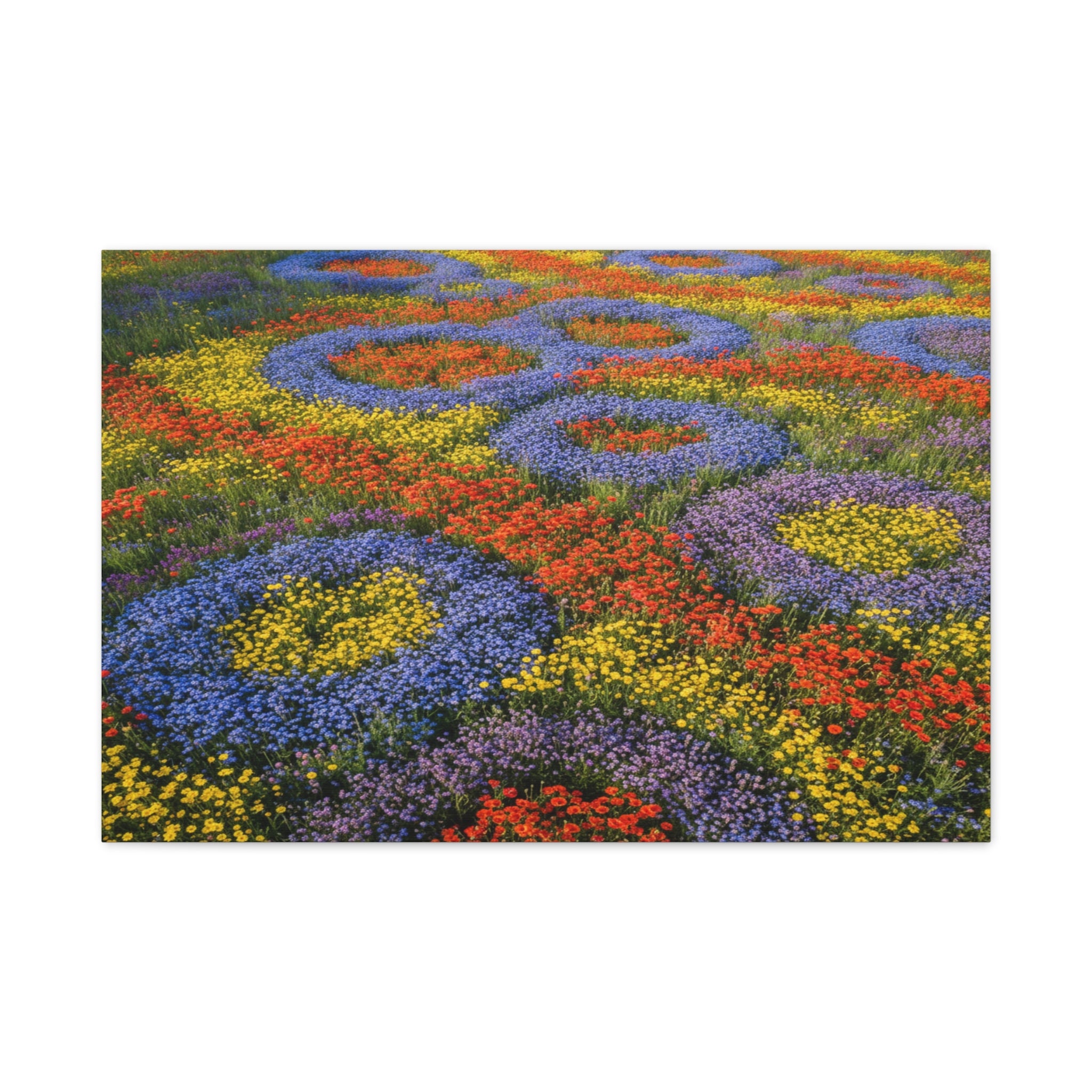 Geometric Garden: Kaleidoscopic Floral Landscape, Vibrant Botanical Patterns - L’Art Suprême Canvas
