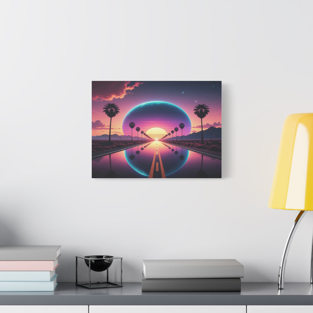 Cosmic Highway: Synthwave Dreamscape, Retro-Futuristic Sunset - L’Art Suprême Canvas