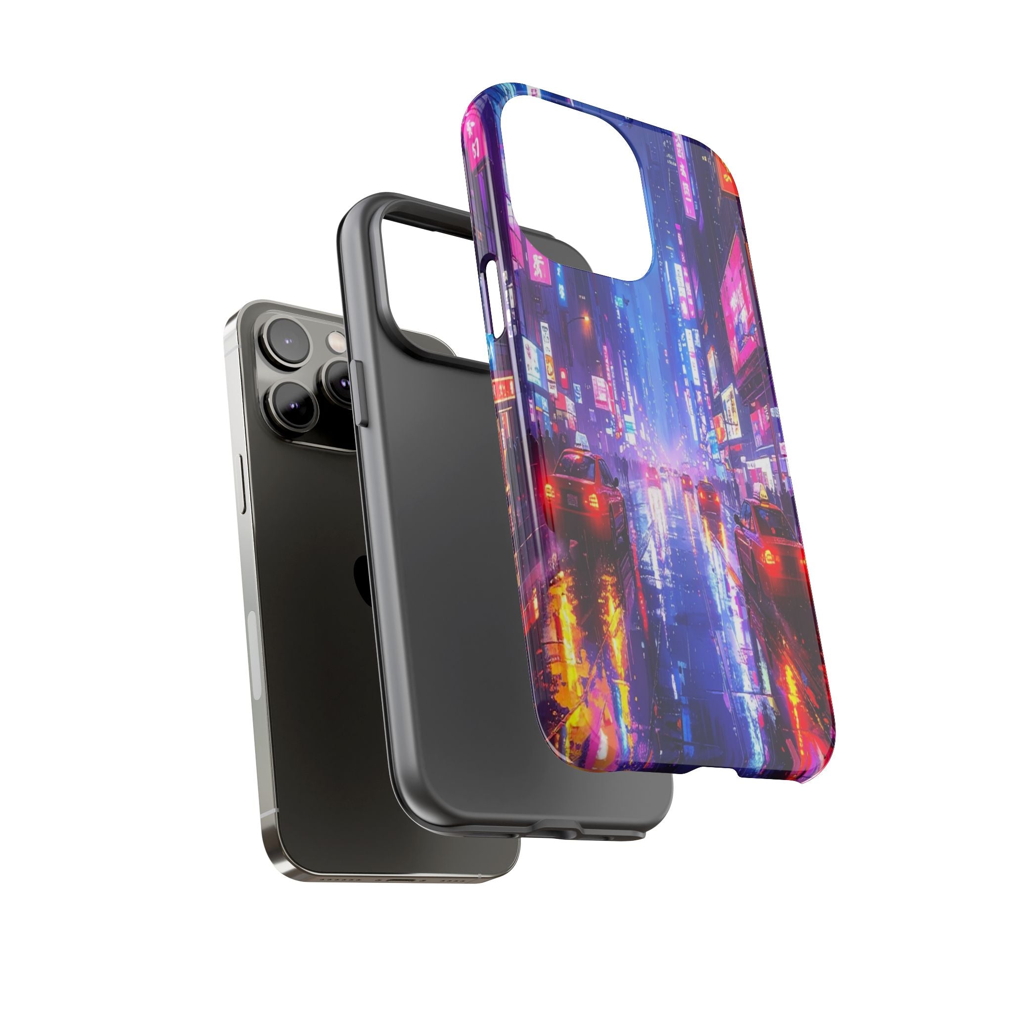 Neon Dystopia: Cyberpunk Metropolis, Urban Night Reflections - L’Art Suprême Phone Case