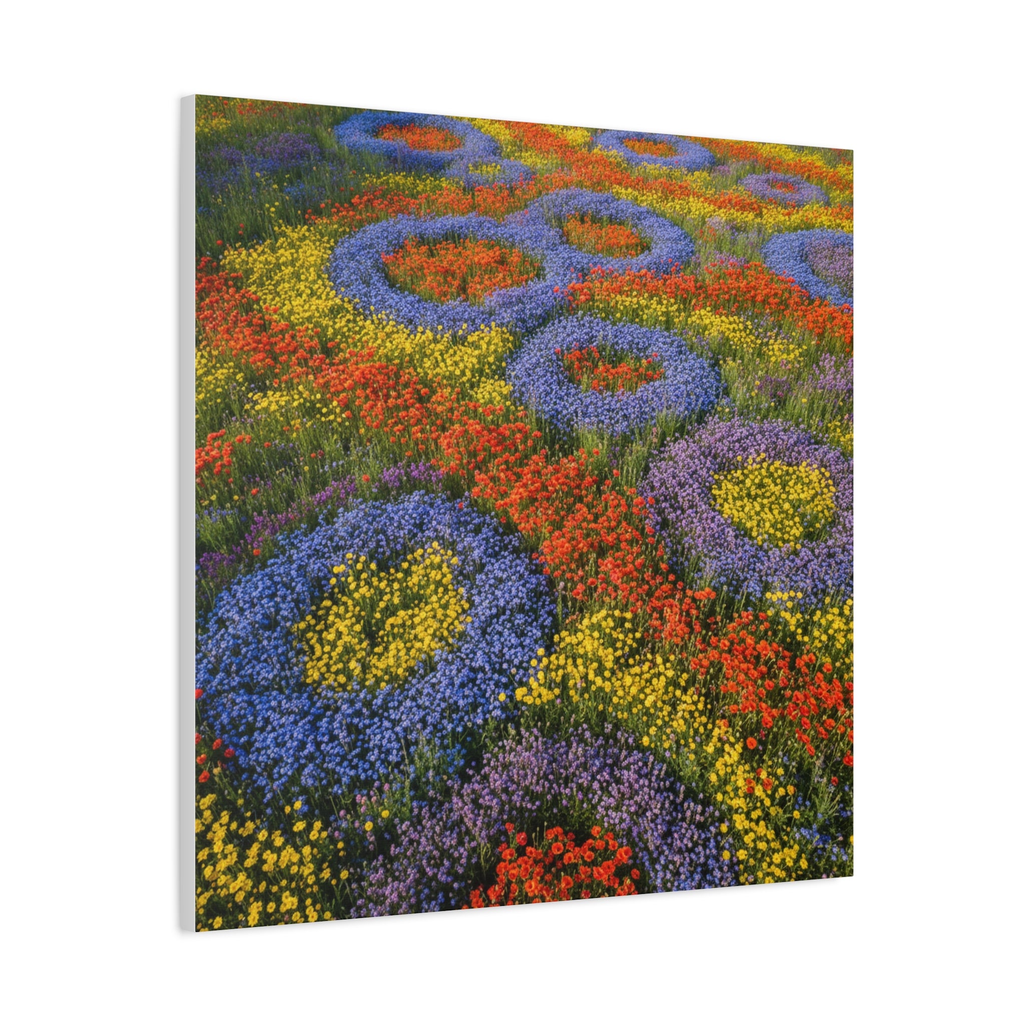 Geometric Garden: Kaleidoscopic Floral Landscape, Vibrant Botanical Patterns - L’Art Suprême Canvas