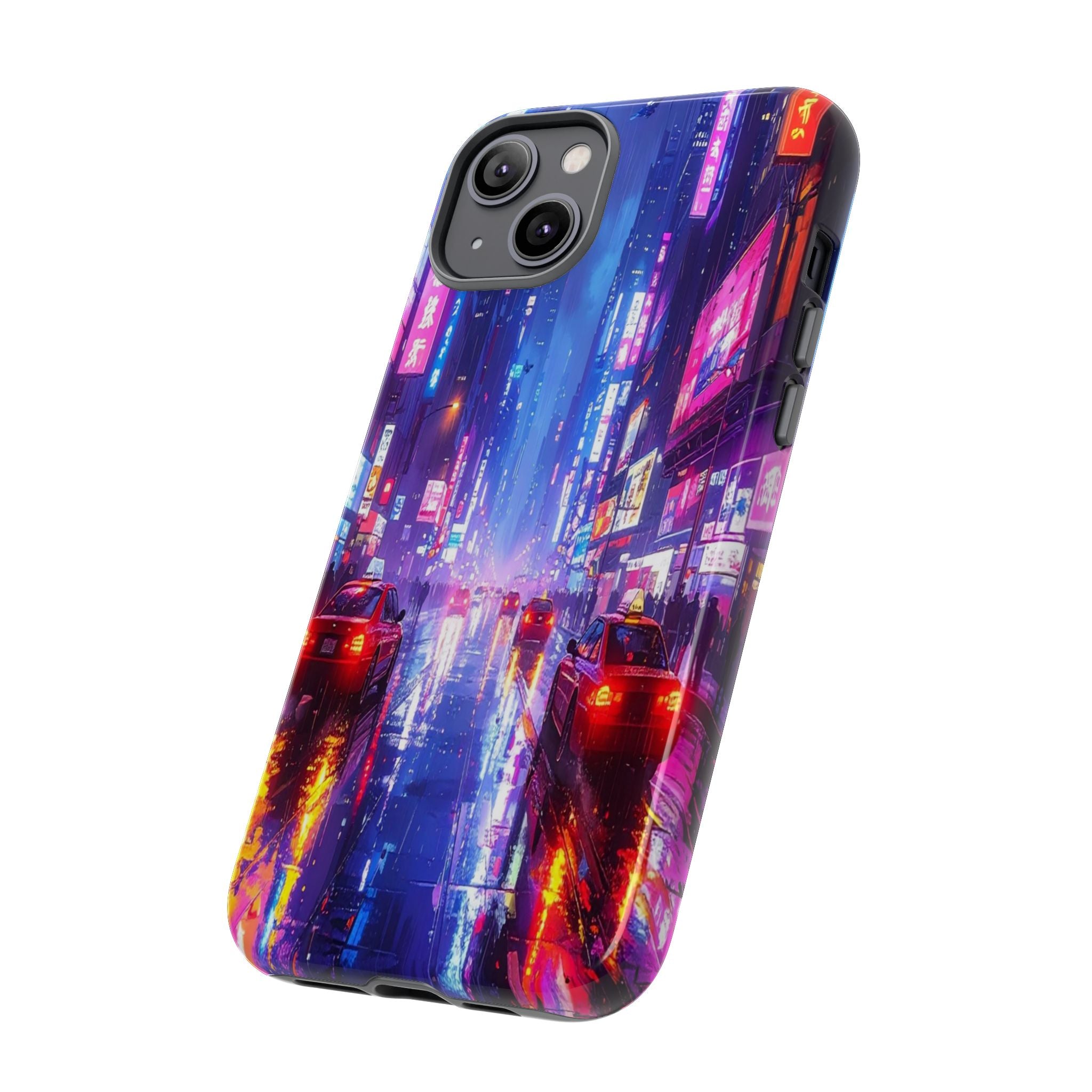 Neon Dystopia: Cyberpunk Metropolis, Urban Night Reflections - L’Art Suprême Phone Case