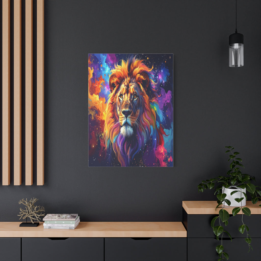 Cosmic Mane: Celestial Lion Portrait, Digital Cosmic Artwork - L’Art Suprême Canvas
