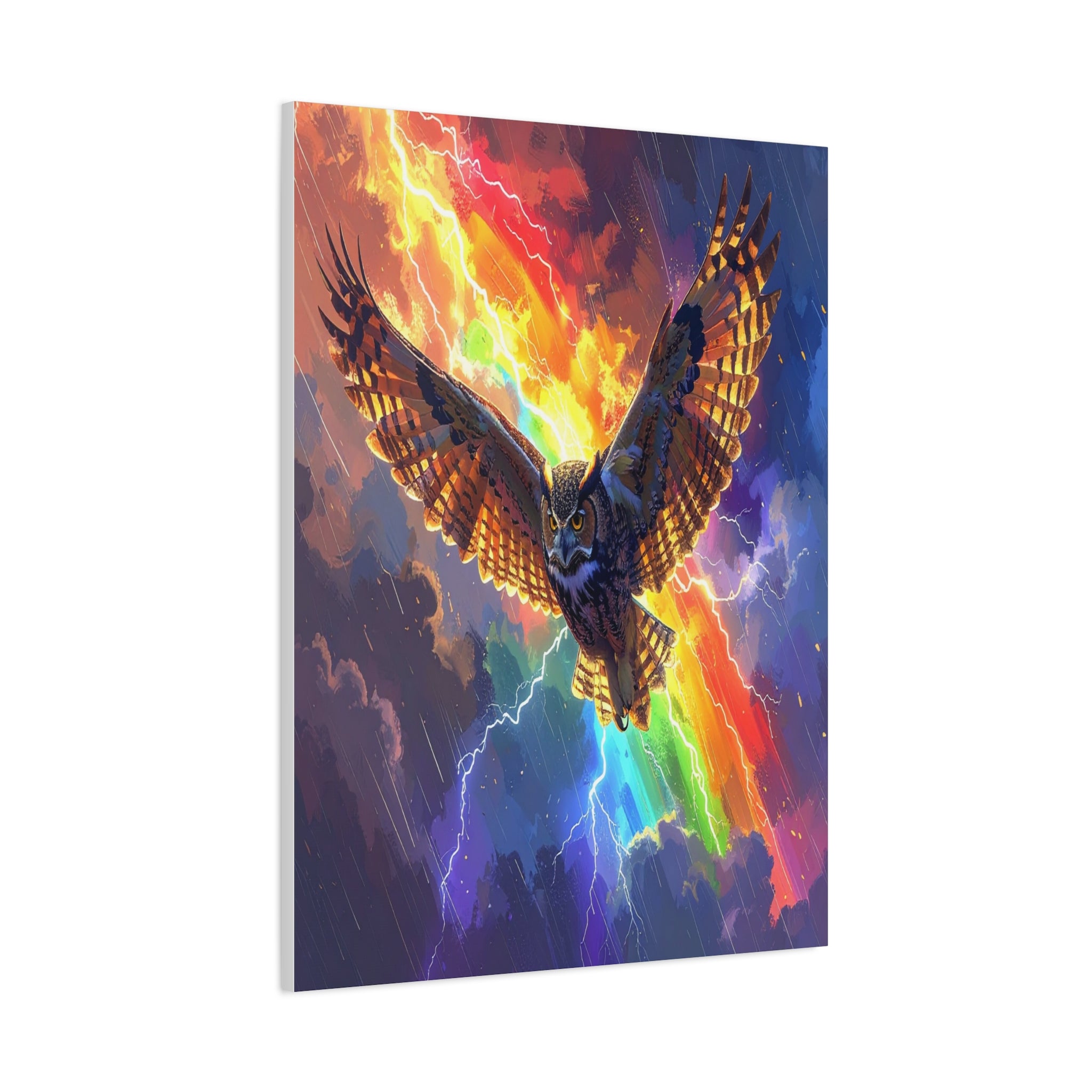 Thunder Spirit: Elemental Owl Ascension, Digital Fantasy Artwork - L’Art Suprême Canvas