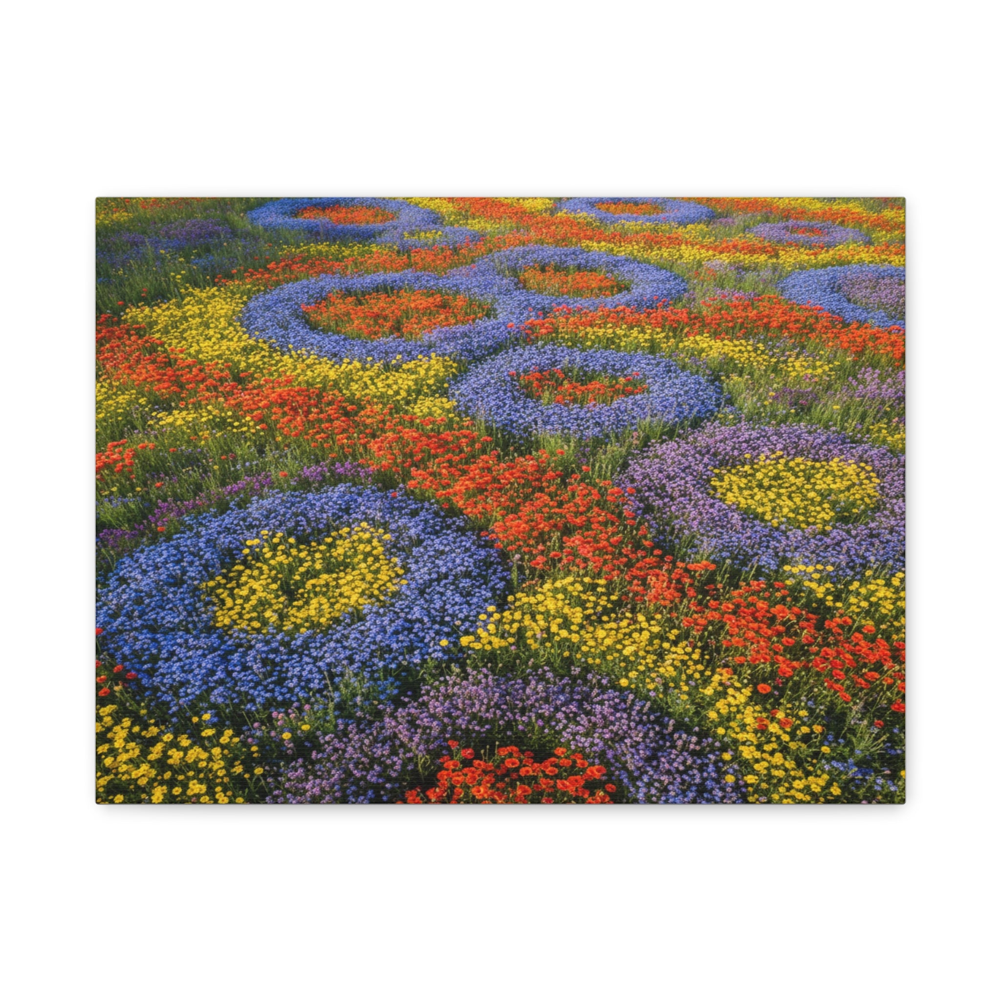 Geometric Garden: Kaleidoscopic Floral Landscape, Vibrant Botanical Patterns - L’Art Suprême Canvas