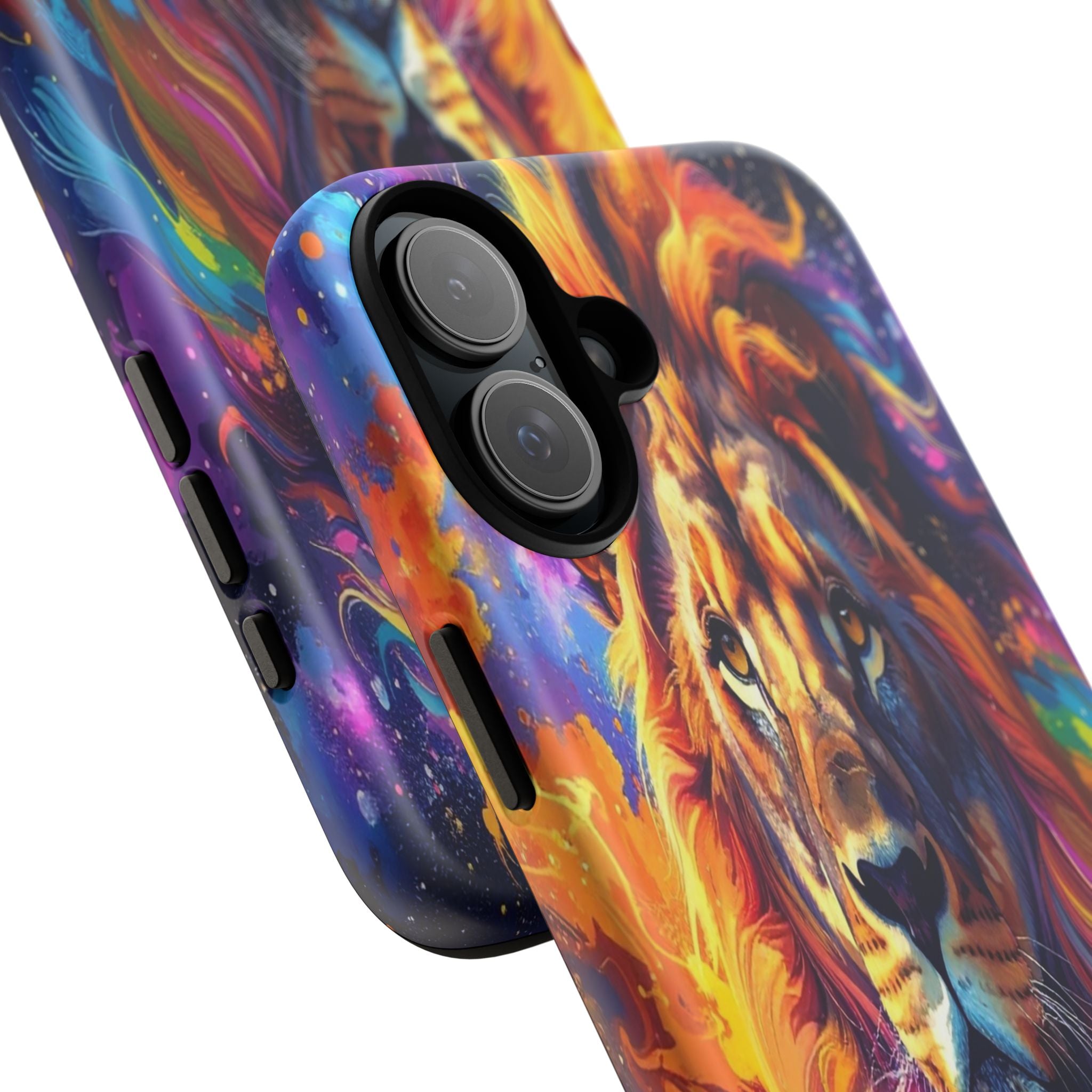 Cosmic Mane: Celestial Lion Portrait, Psychedelic Wildlife Art - L’Art Suprême Phone Case