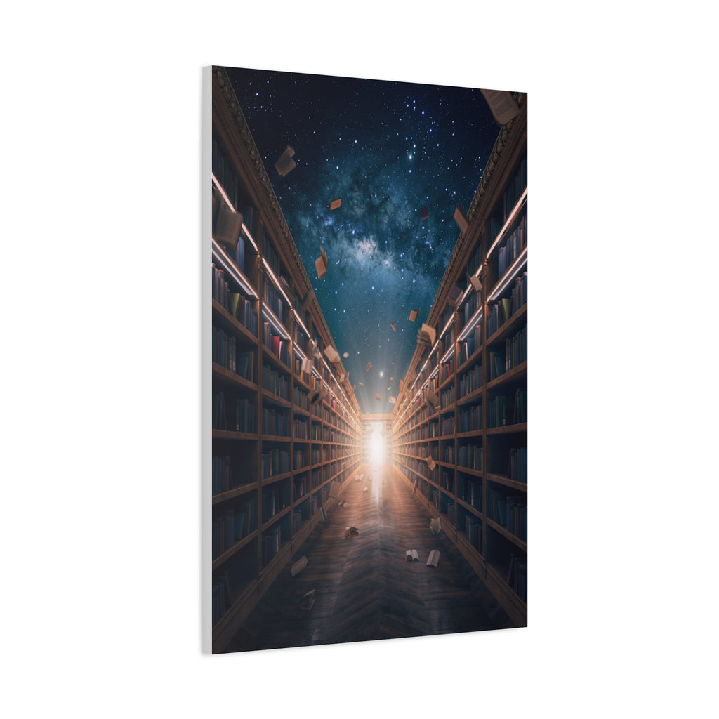 Celestial Library of Infinite Knowledge: Dreamscape Corridor, Cosmic Bibliophile's Journey - L’Art Suprême Canvas