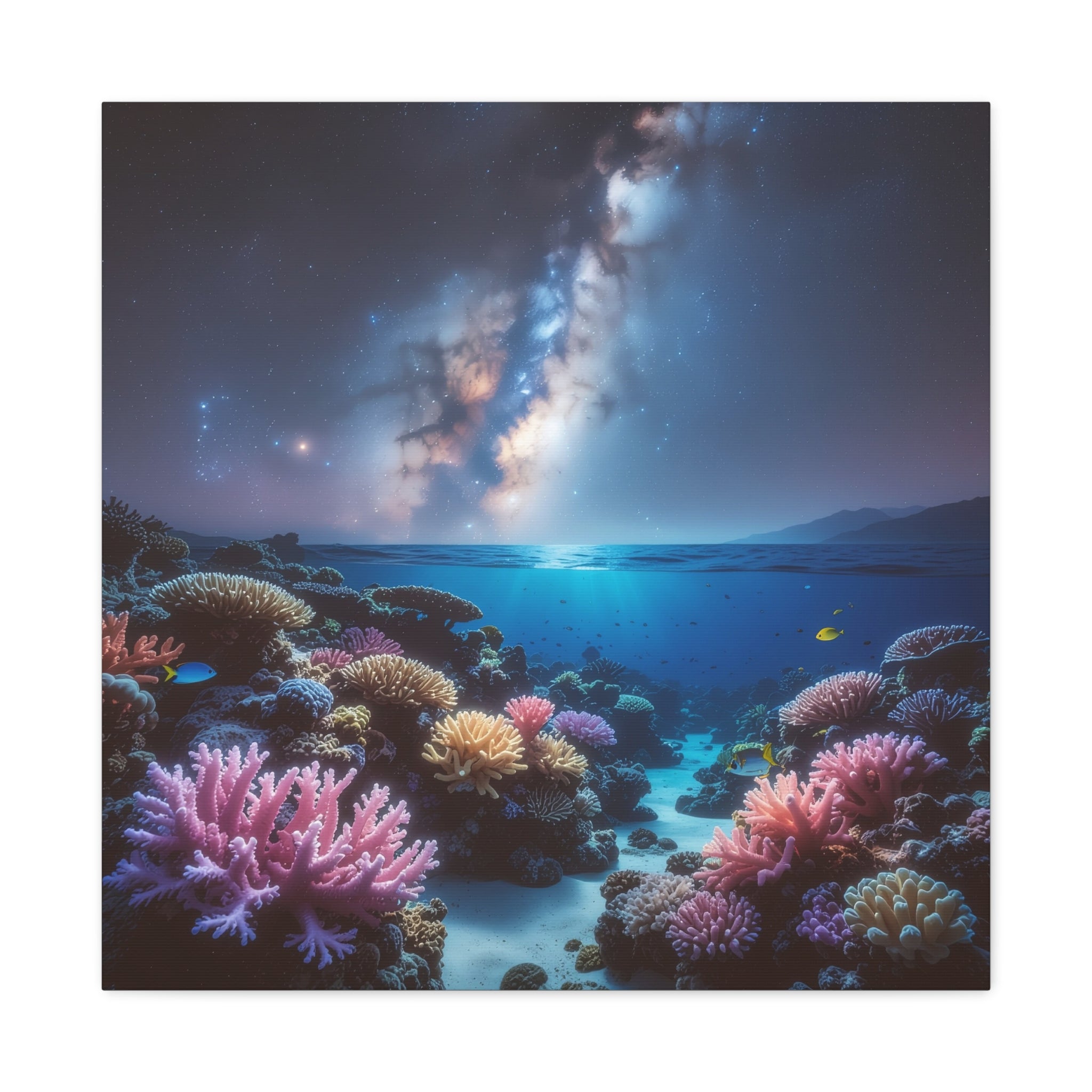 Cosmic Reef Harmony: Underwater Seascape Panorama, Milky Way Marine Dreamscape - L’Art Suprême Canvas