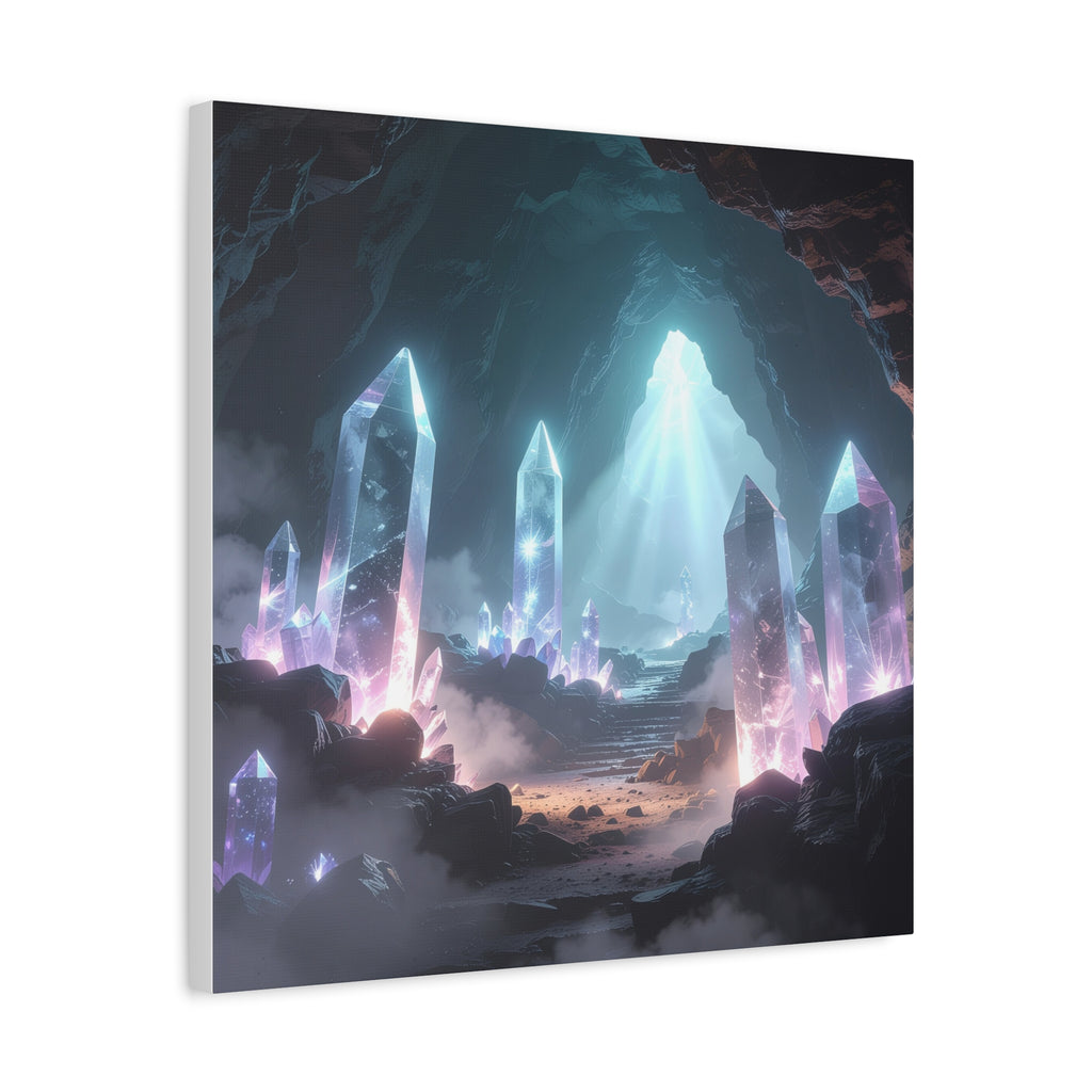 Crystal Reverie: Luminous Cavern Dreamscape, Ethereal Digital Fantasy Art - L’Art Suprême Canvas