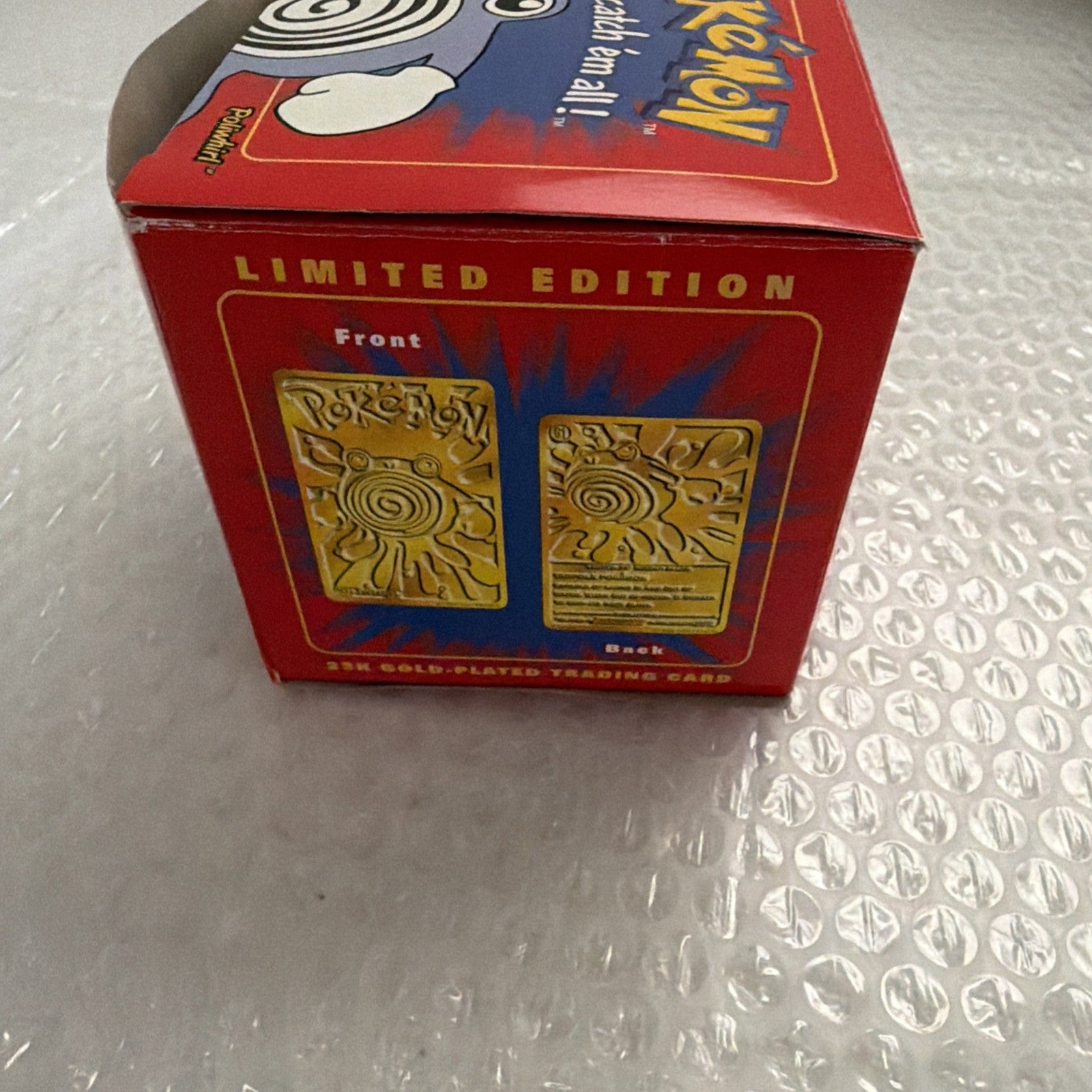 Pokemon Limited Edition 23k Gold Plated Trading Card & Pokeball Poliwhirl 1999