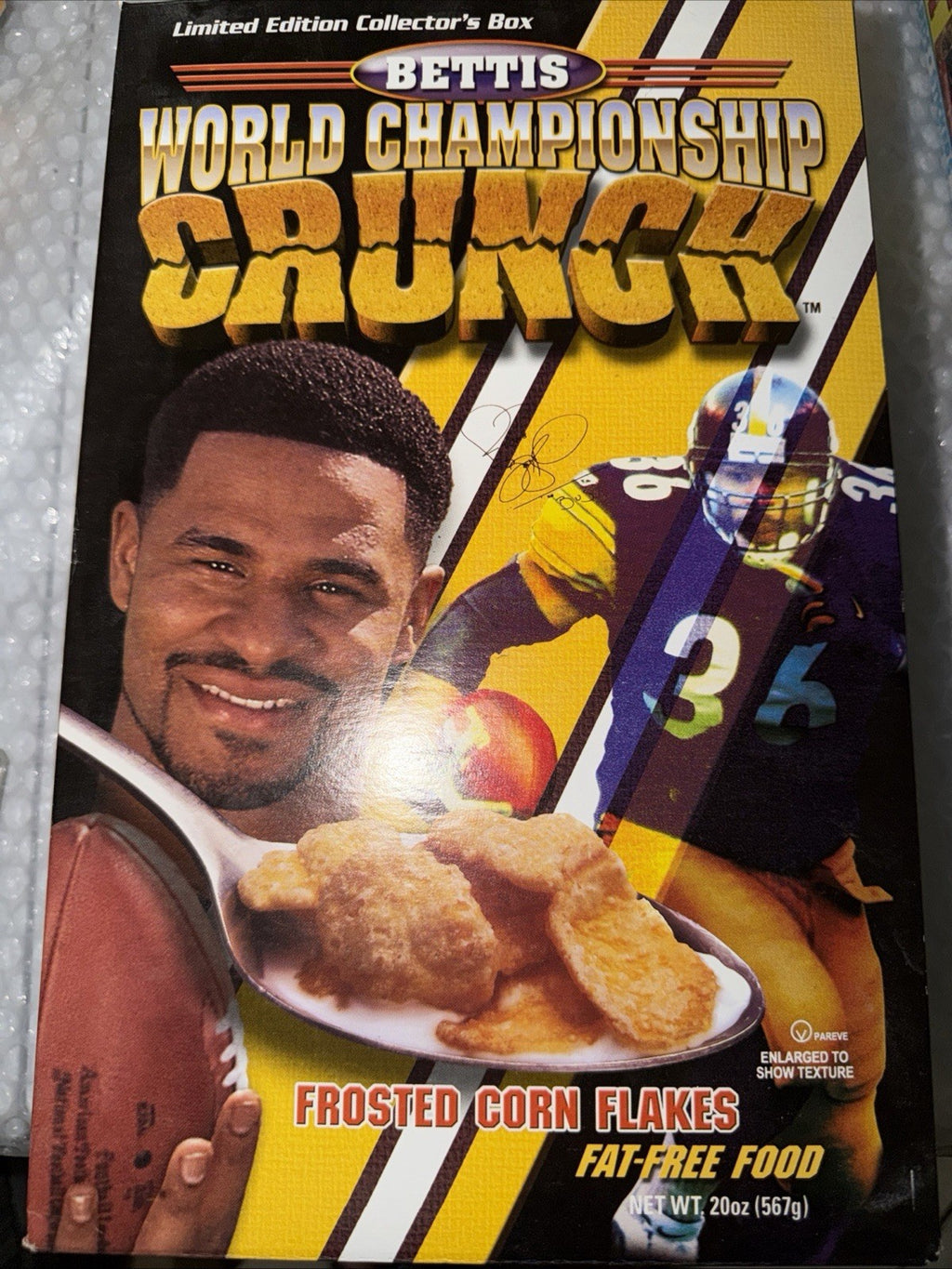 Jerome Bettis Signed Cereal Box – World Championship Crunch – Limited Edition