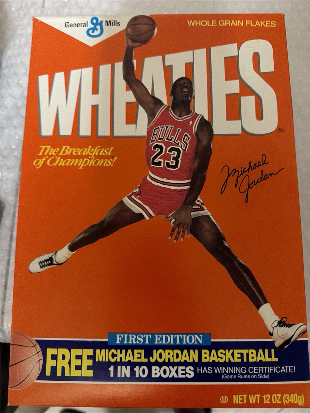 1999 WHEATIES CEREAL BOX MICHAEL JORDAN 75 YEARS OF CHAMPIONS (Empty)