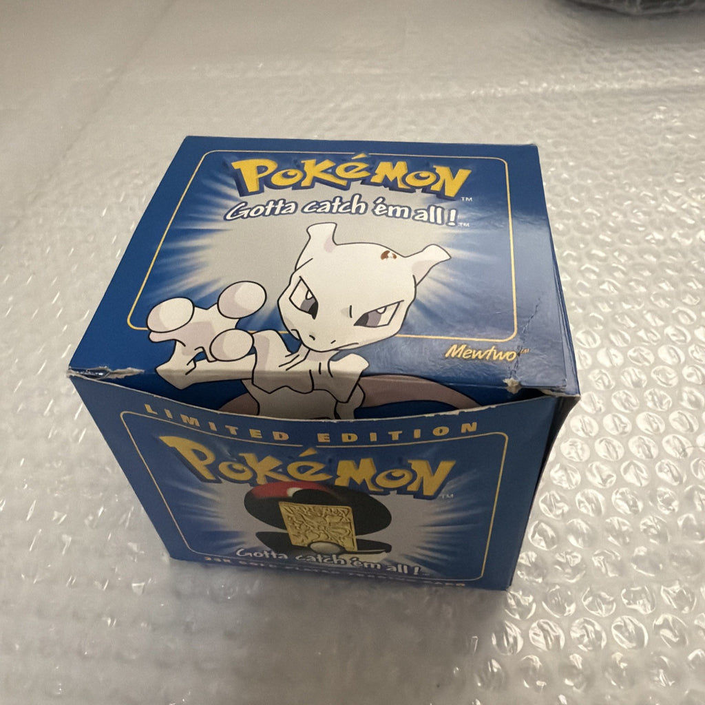 Pokemon Burger King 23k Gold Plated Trading Card Mewtwo Blue Box