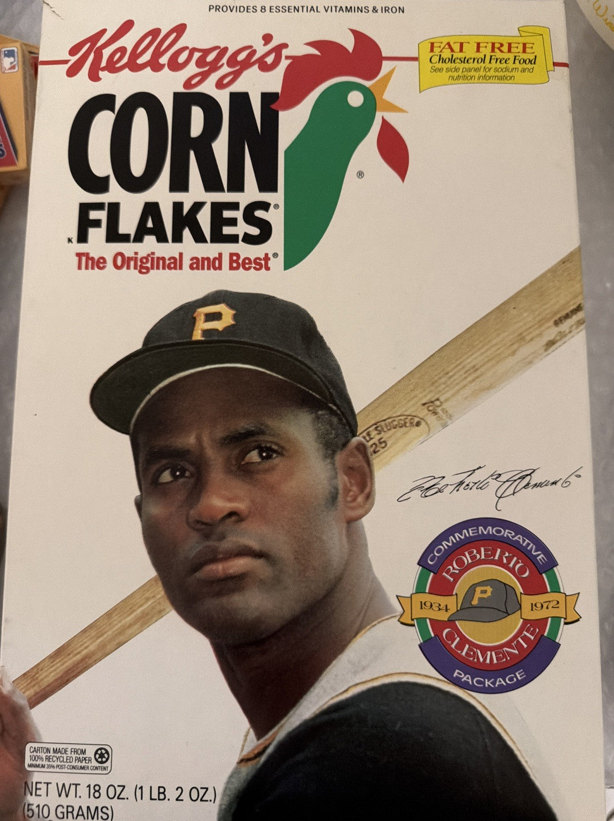 VTG Kellogg's Corn Flakes Cereal Box Roberto Clemente 1994 Pittsburgh Pirates 21