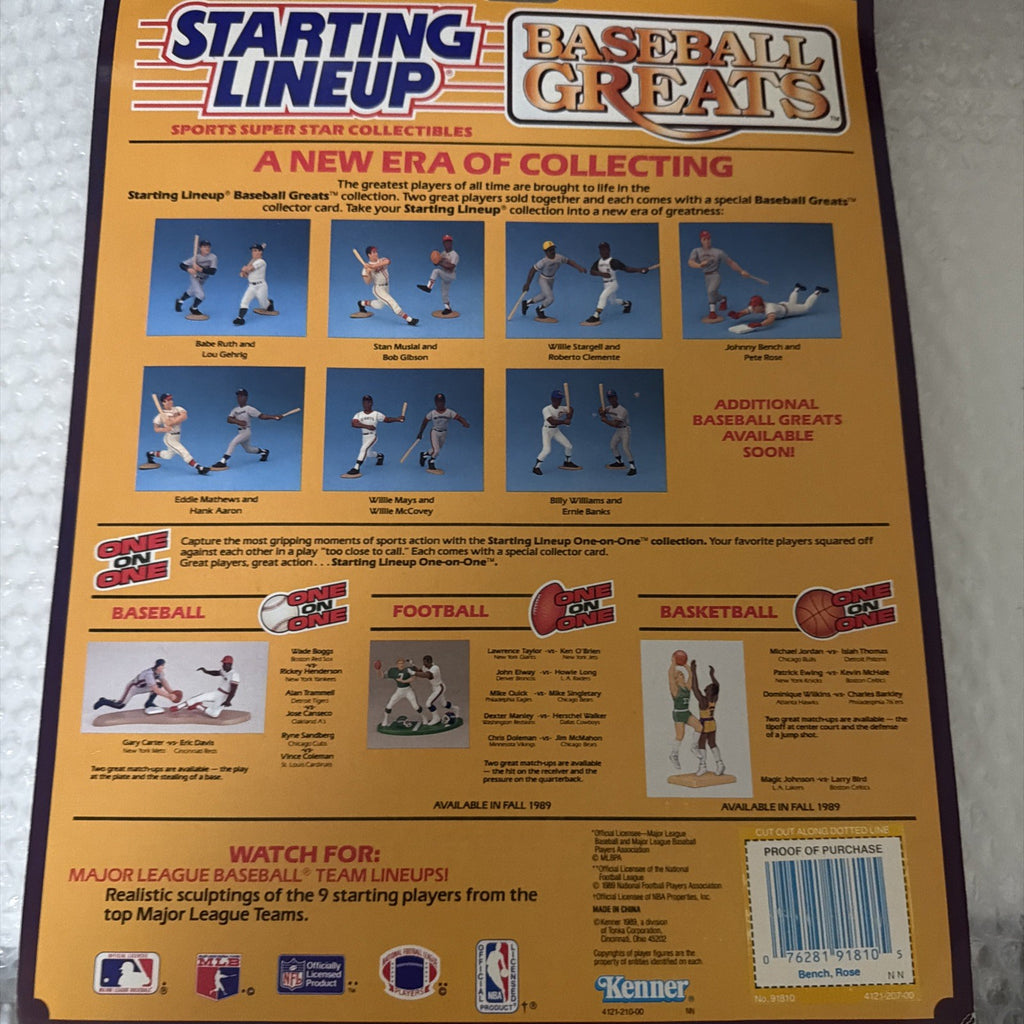 1989 Pete Rose & Johnny Bench Starting Lineup Baseball Greats Kenner