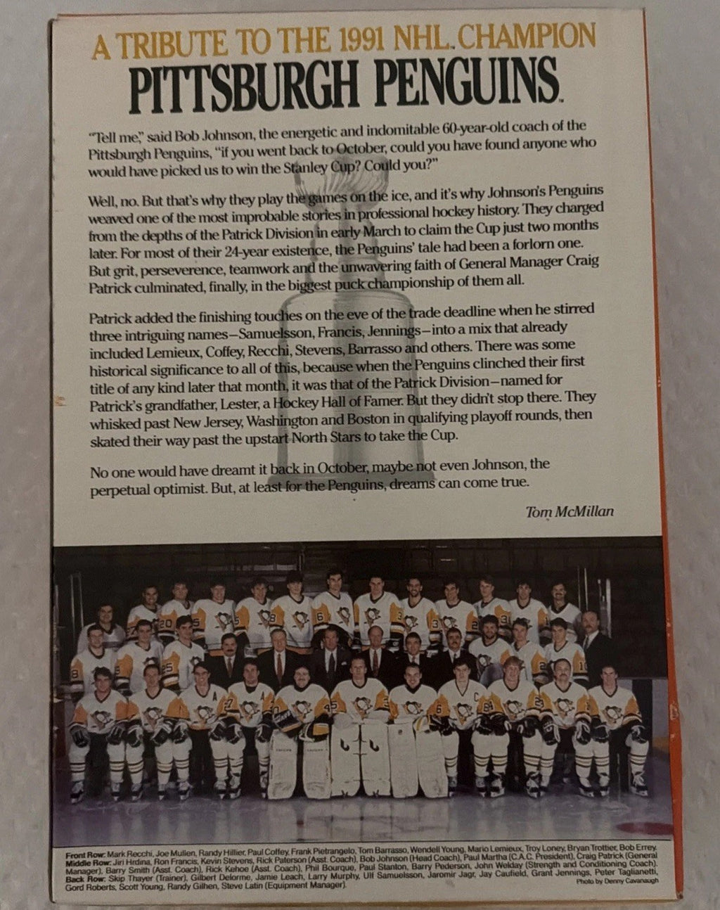 Vintage Wheaties Pittsburgh Penguins 1991 NHL Stanley Cup Champions Full Box