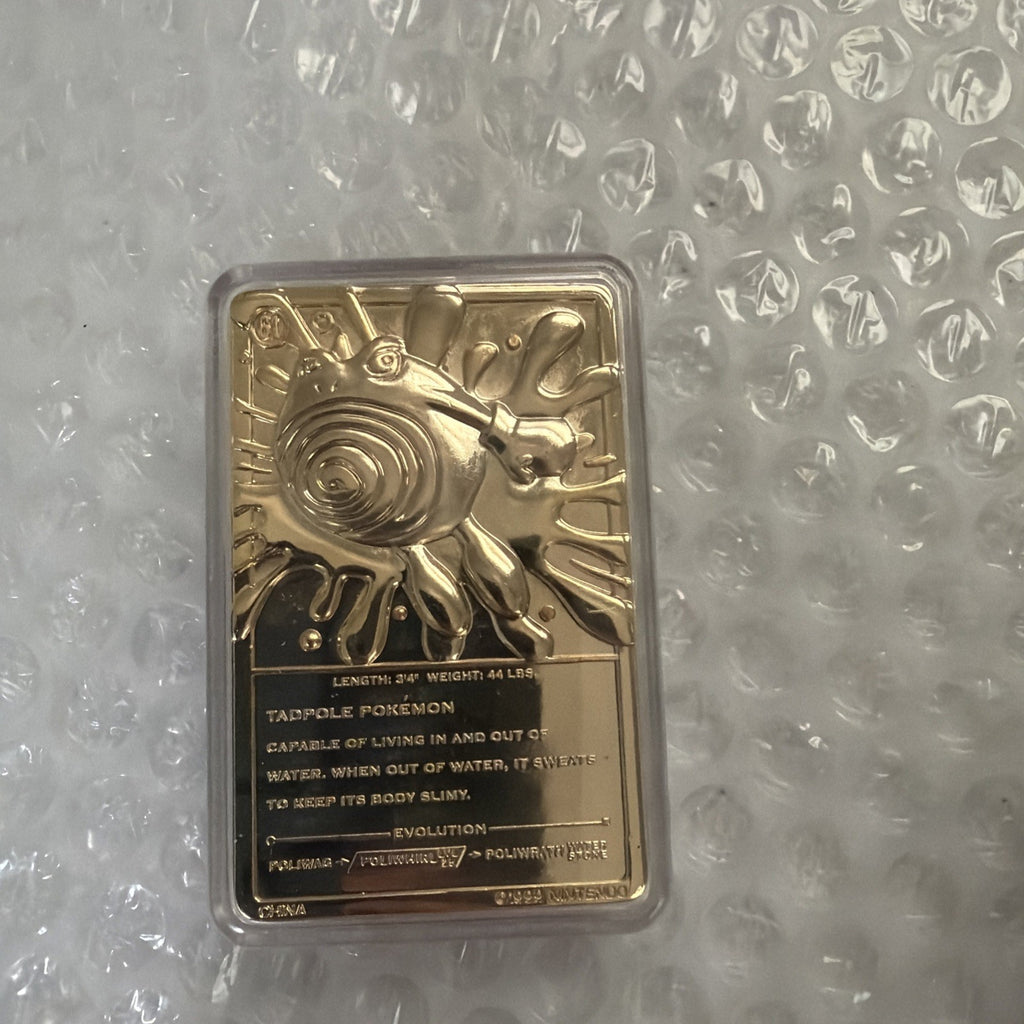 Pokemon Limited Edition 23k Gold Plated Trading Card & Pokeball Poliwhirl 1999