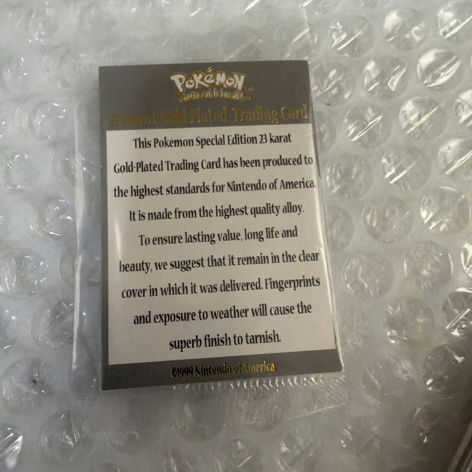 Pokemon Limited Edition 23k Gold Plated Trading Card & Pokeball Poliwhirl 1999