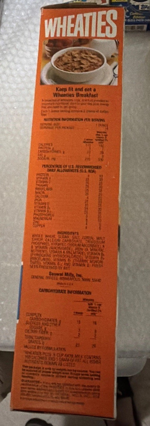 Vintage 1988 Walter Payton Chicago Bears Wheaties Empty Cereal Box
