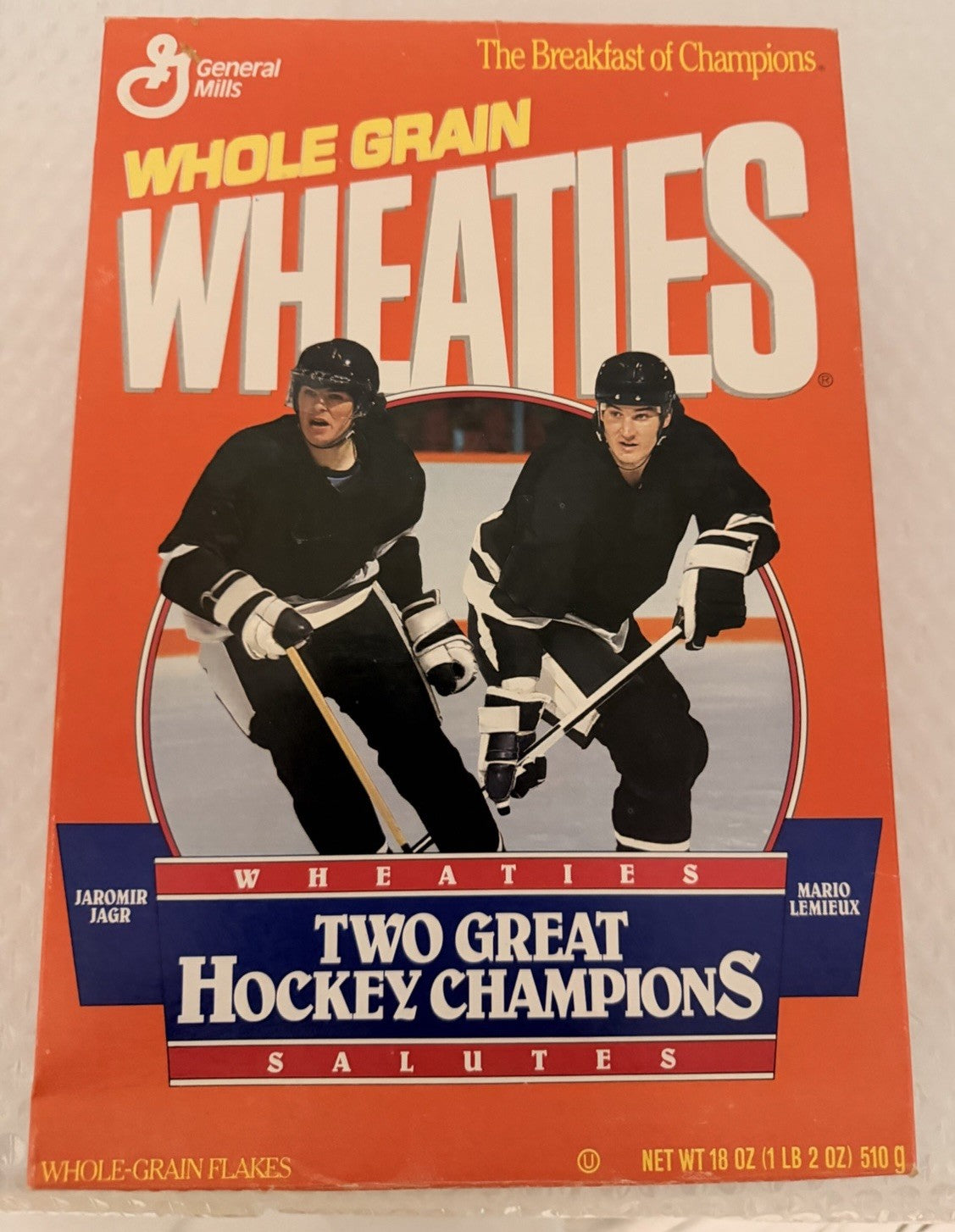 Wheaties Salutes Two Great Hockey Champions - Jaromir Jagr  Mario Lemieux - 1993