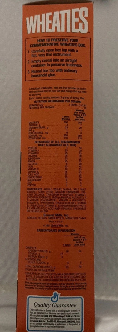 Vintage Wheaties Pittsburgh Penguins 1991 NHL Stanley Cup Champions Full Box