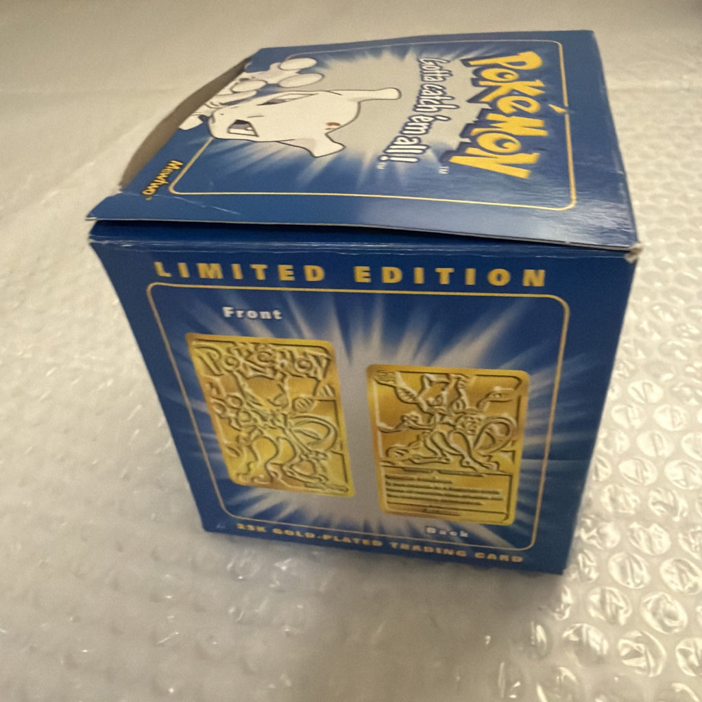 Pokemon Burger King 23k Gold Plated Trading Card Mewtwo Blue Box