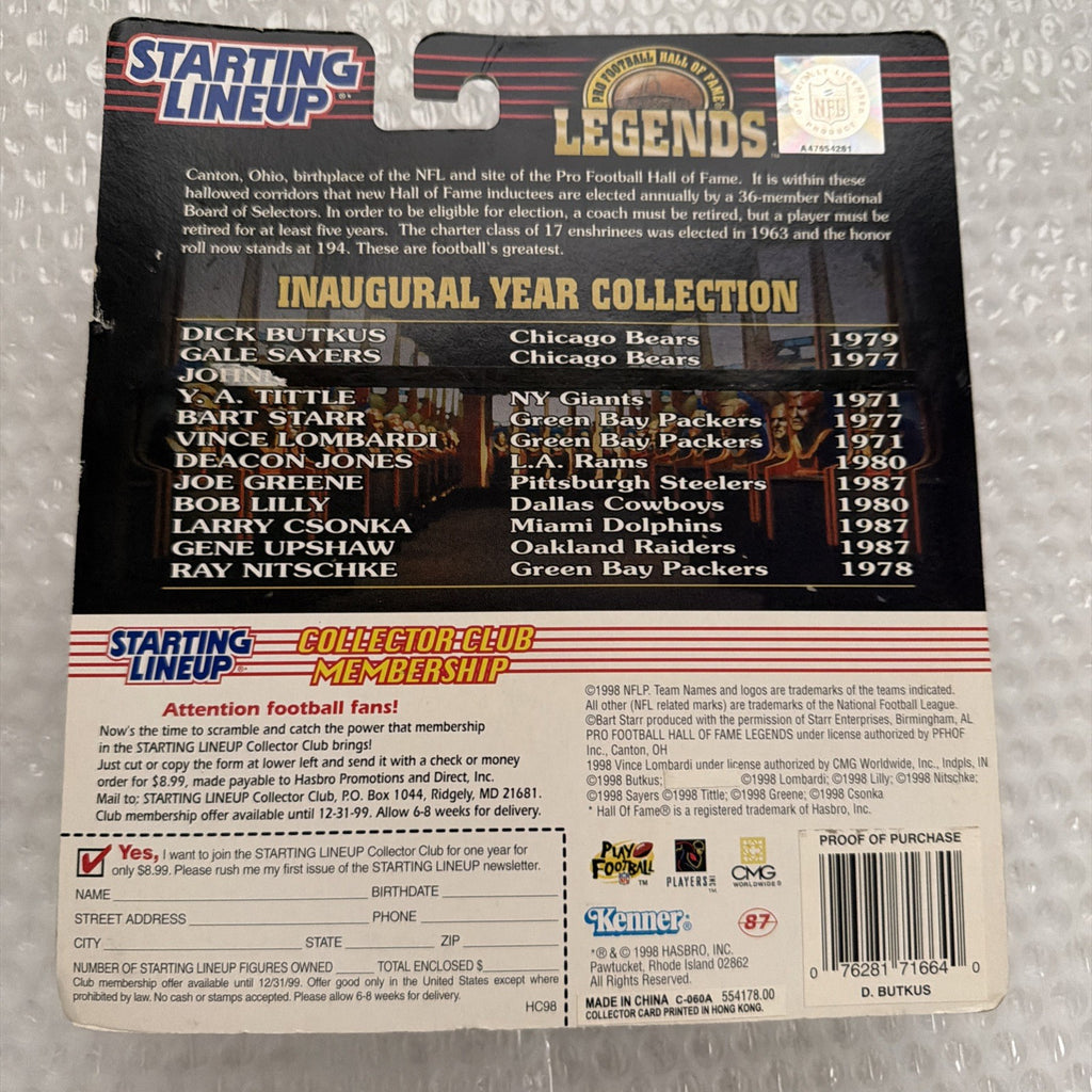 1998 Starting Line Up NFL Legends Dick Butkus Chicago Bears Sealed