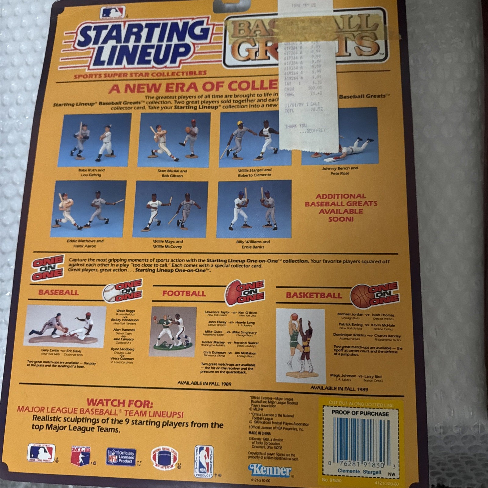 1989 Kenner Willie Stargell  Roberto Clemente Starting Lineup Baseball Greats