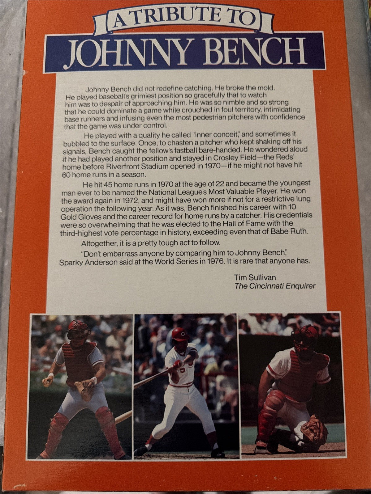 Empty Wheaties Johnny Bench Cereal Box Cincinnati Reds Commemorative Edition