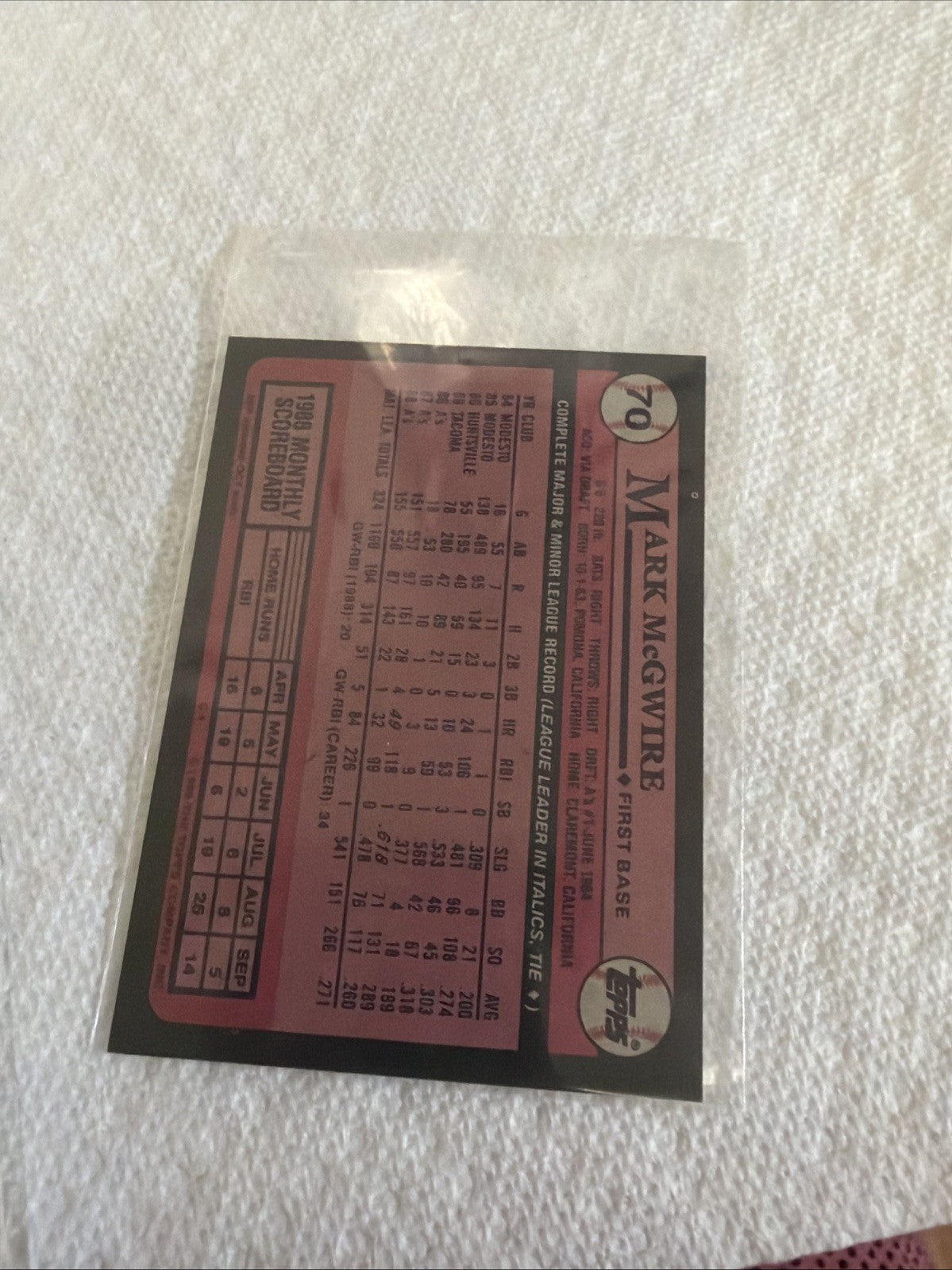 1989 Topps - Mark McGwire #70