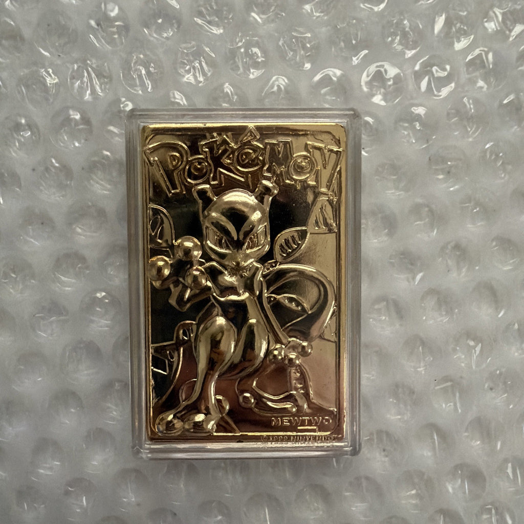Pokemon Burger King 23k Gold Plated Trading Card Mewtwo Blue Box