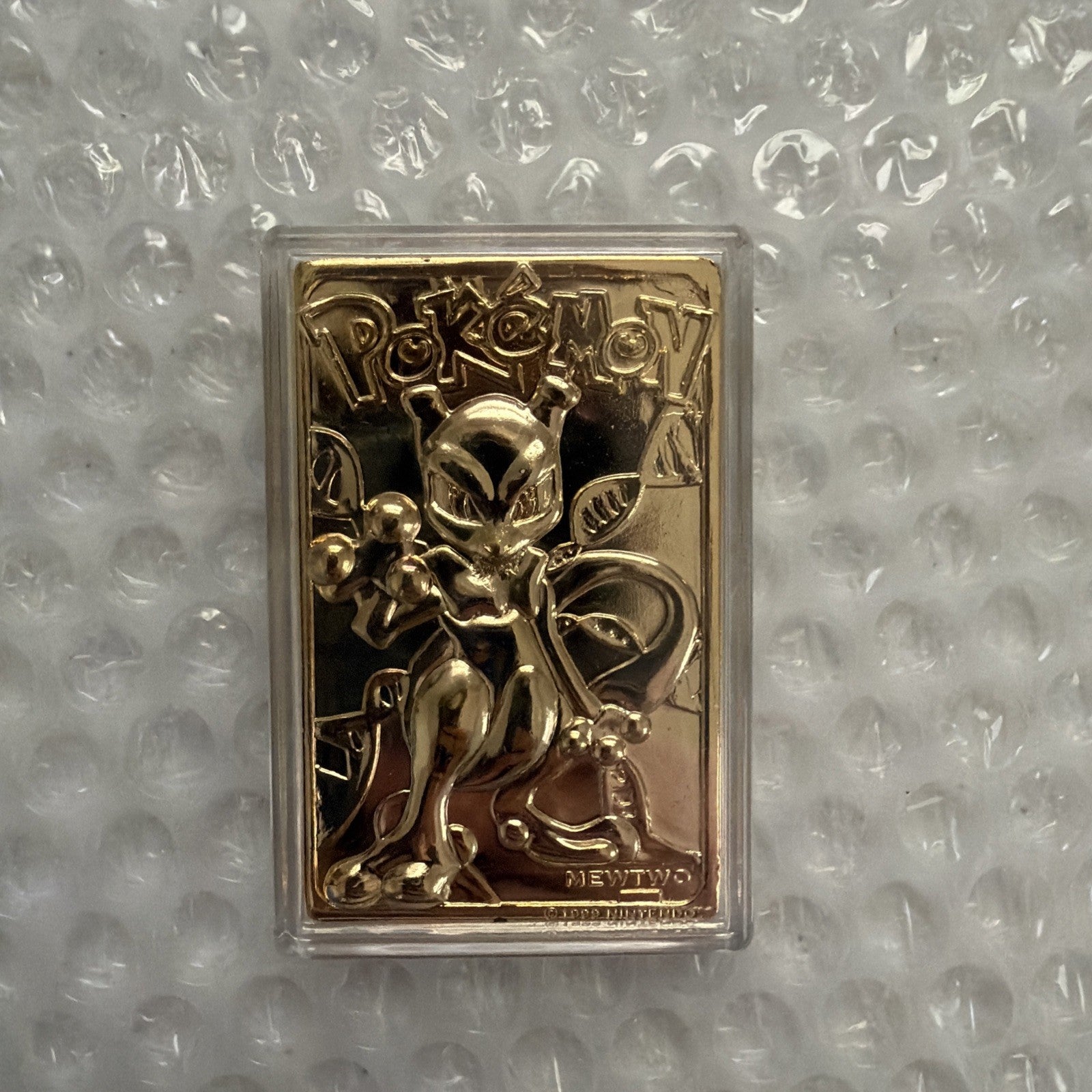 Pokemon Burger King 23k Gold Plated Trading Card Mewtwo Blue Box