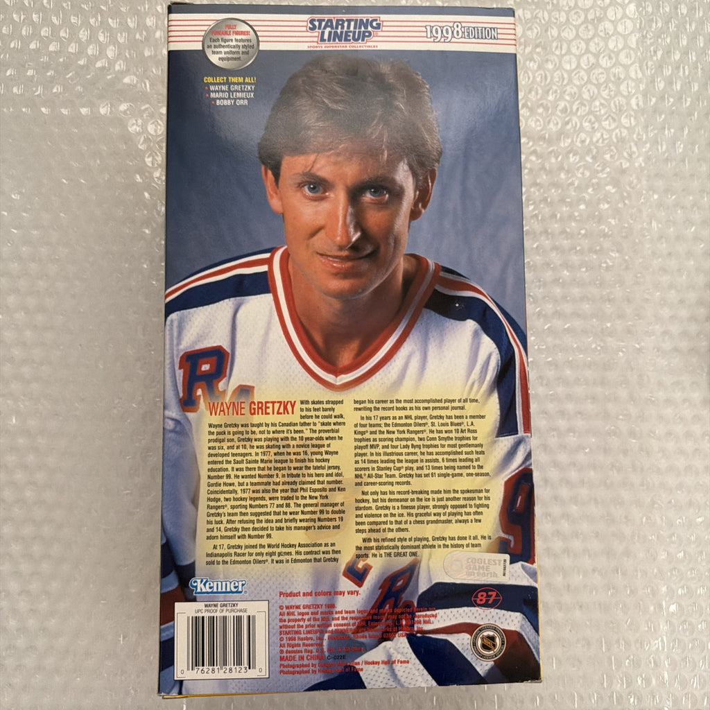 1998 Starting Lineup Wayne Gretzky 12" NHL Poseable Action Figure Sealed Rangers