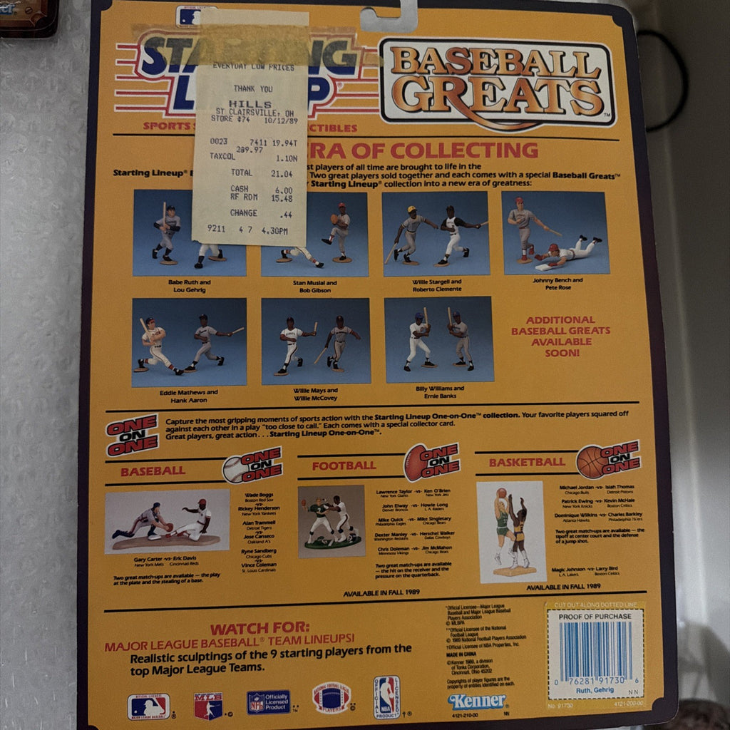 Vintage 1989 Starting Lineup Baseball Greats Babe Ruth & Lou Gehrig  - Sealed