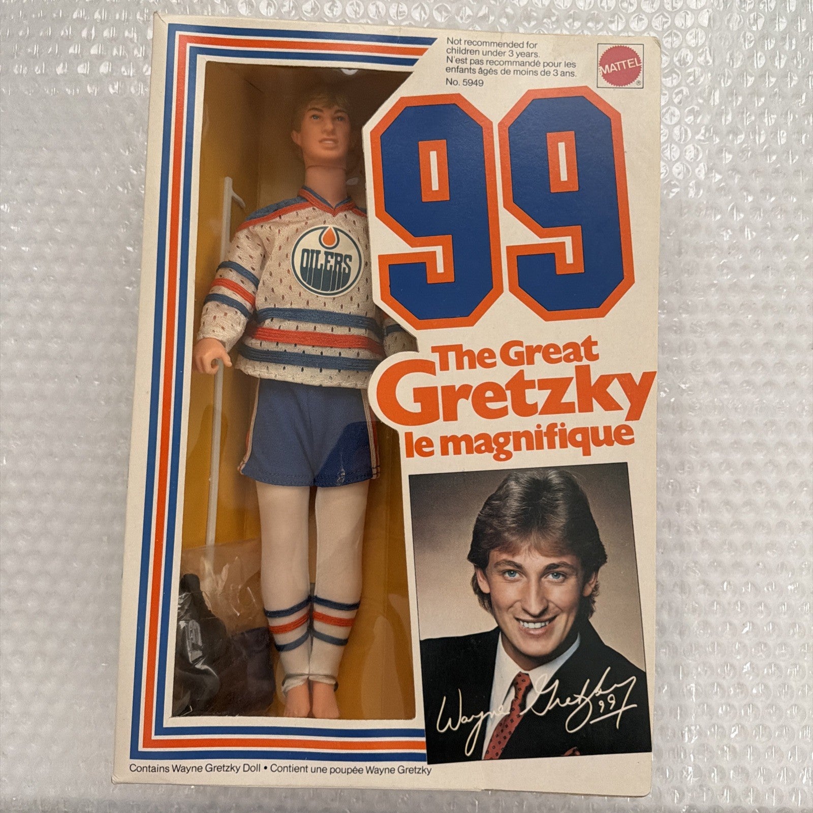 1983 Mattel The Great Wayne Gretzky Edmonton Oilers Doll Action Figure NIB
