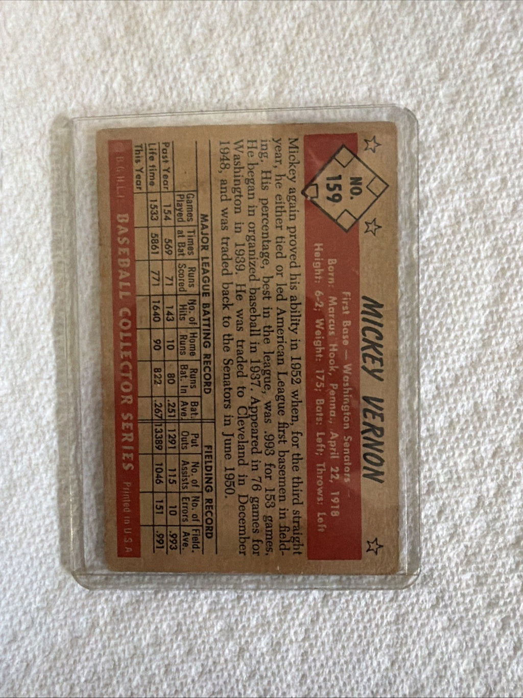 1953 Bowman Color - Mickey Vernon #159