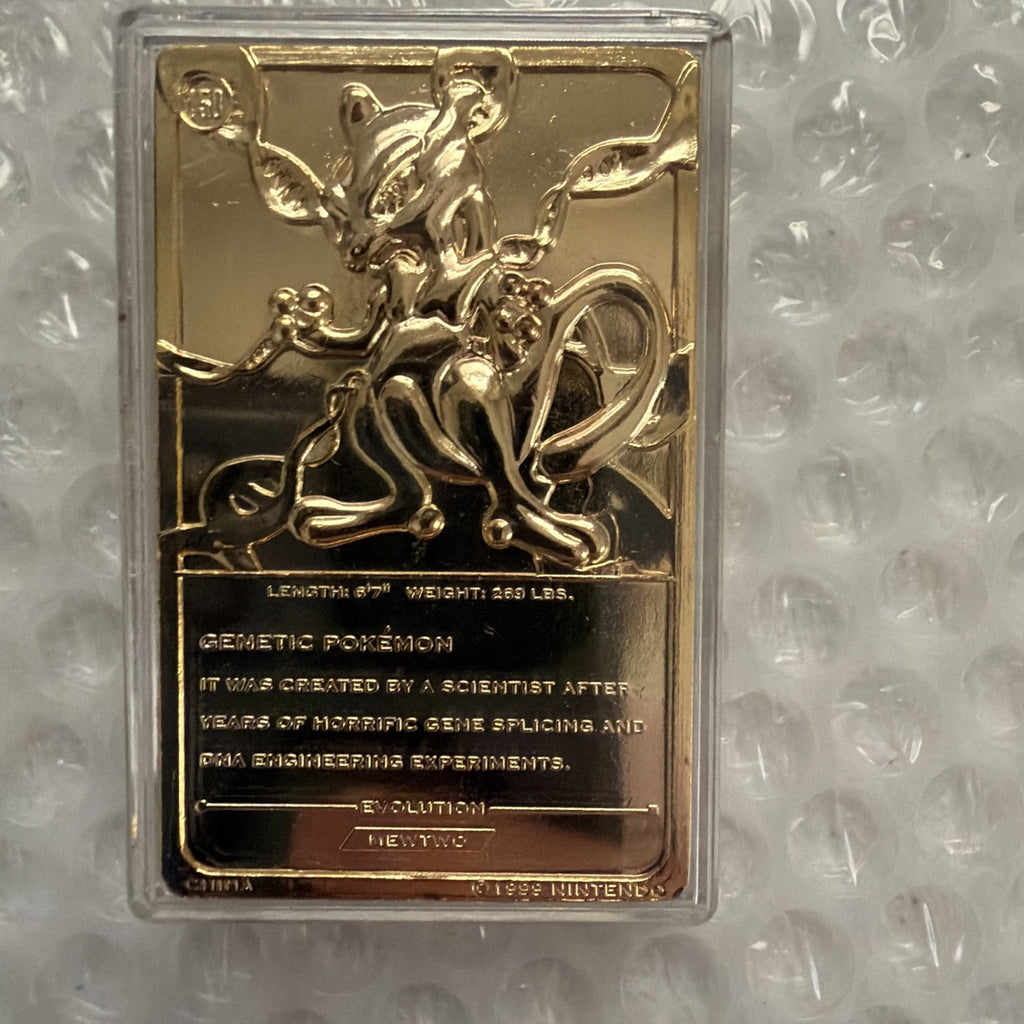 Pokemon Burger King 23k Gold Plated Trading Card Mewtwo Blue Box