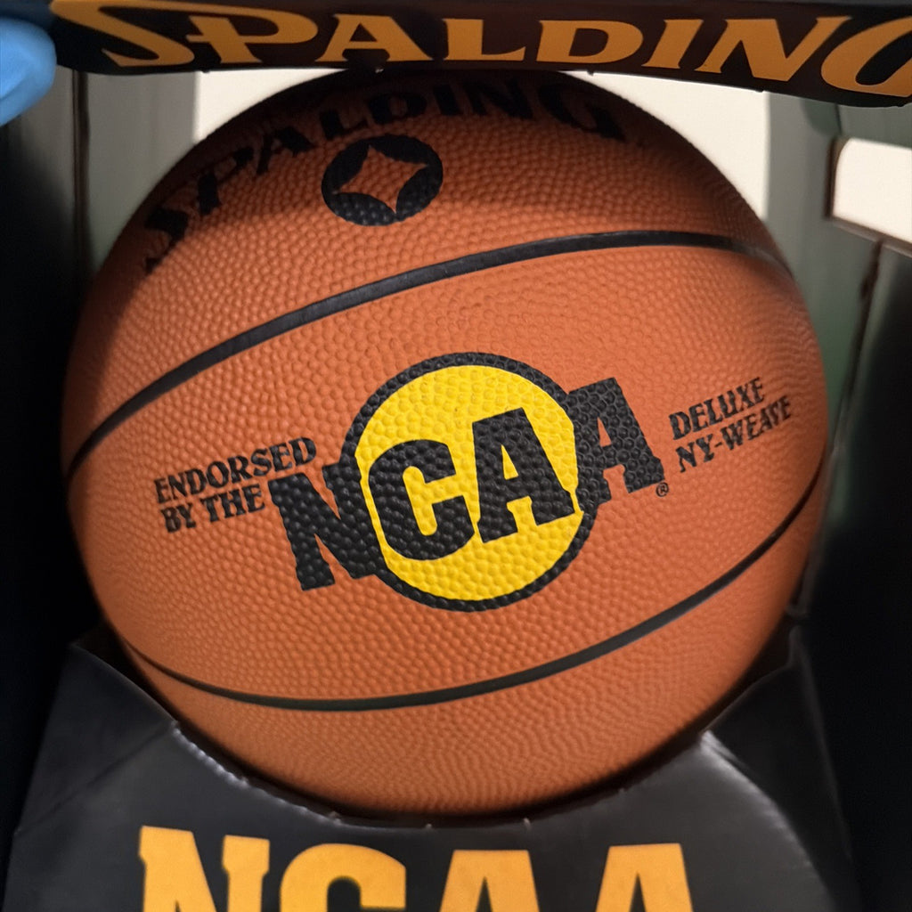 1986 NCAA Spalding Deluxe NY Weave Deep Pebble Rubber Basketball w/ Original Box