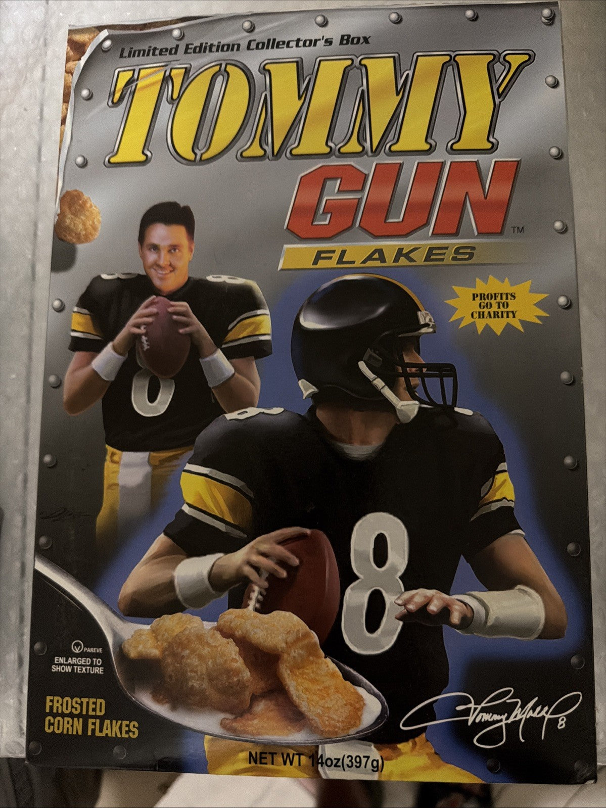 Tommy Maddox Tommy Gun Flakes Cereal 2004 Empty Box Pittsburgh Steelers