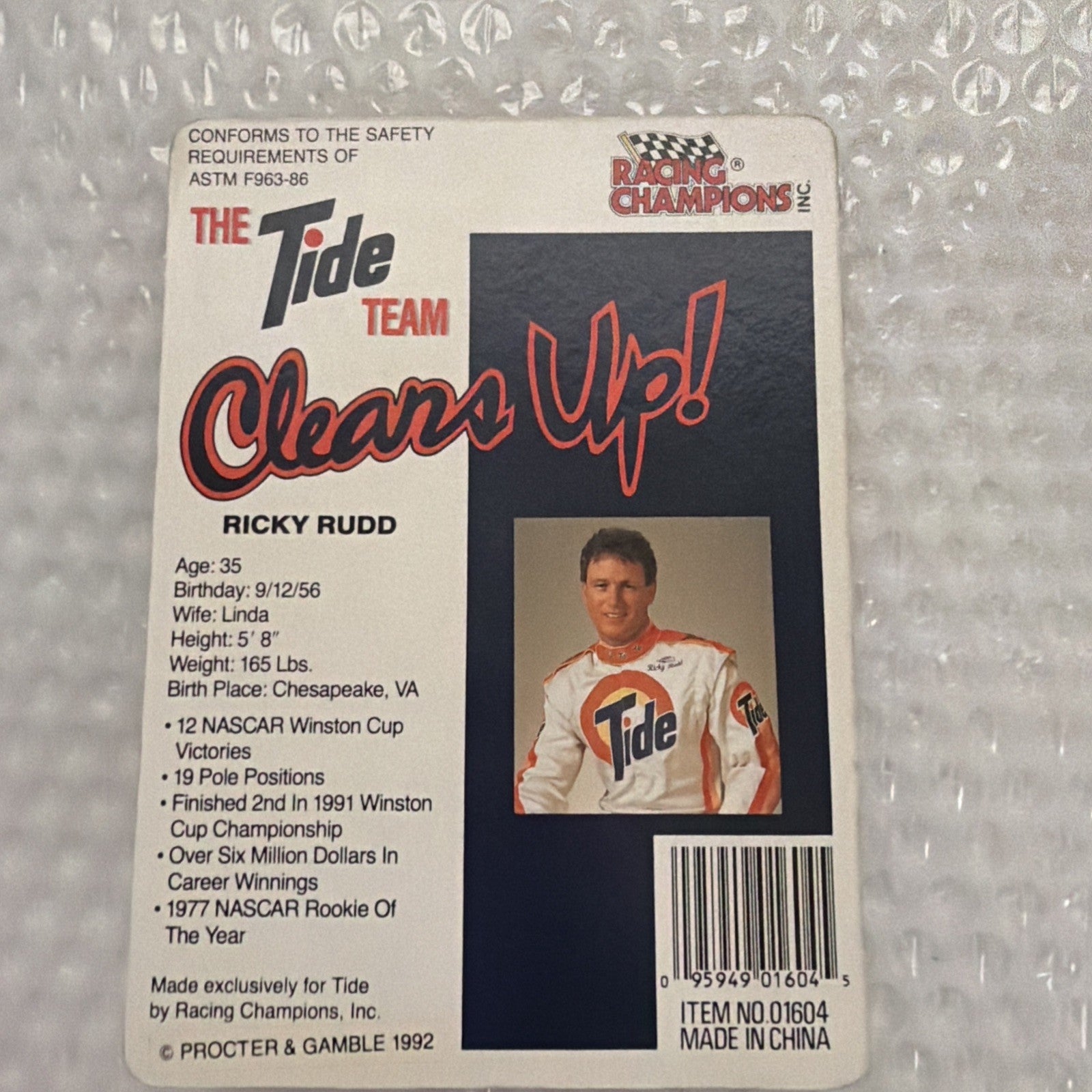 Tide Racing Team 1992 Collectors Edition Car - Ricky Rudd #5 New and Unopened