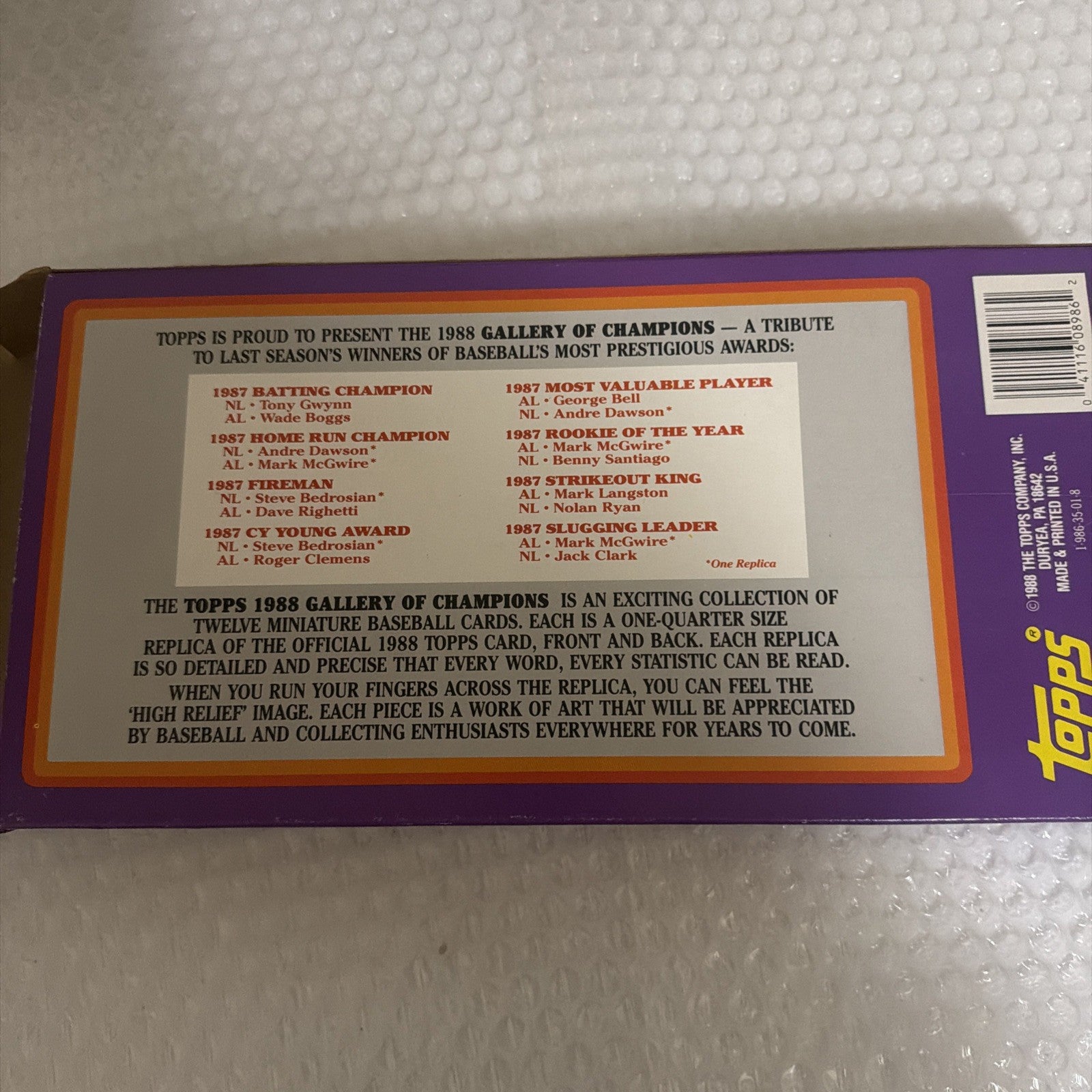 Topps Gallery of Champions 1988 Baseball Cards - Sealed Aluminum-Complete Set