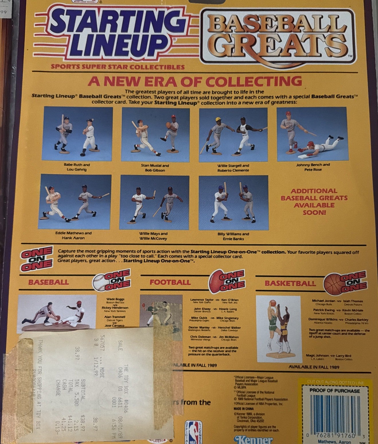 HENRY AARON/CARL YASTRZEMSKI Starting Lineup Baseball Greats 1989 - SEALED