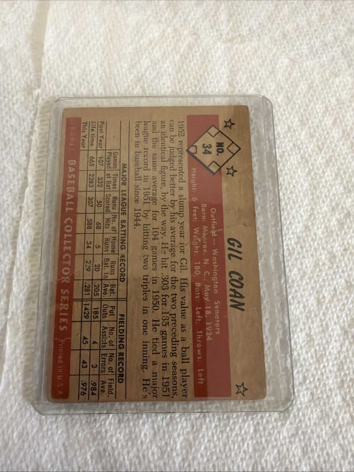 1953 Bowman Color - Gil Coan #34