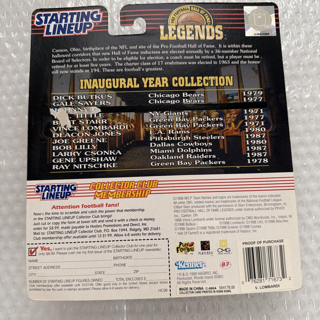 New & Sealed VINCE LOMBARDI 1998 Starting Lineup NFL HOF LEGENDS Figure & Card