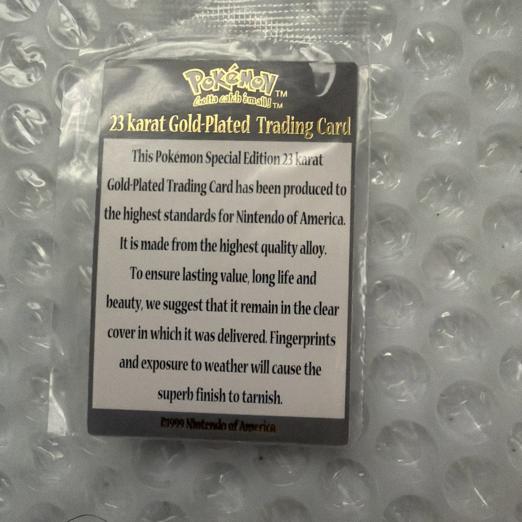 Pokemon Burger King 23k Gold Plated Trading Card Mewtwo Blue Box