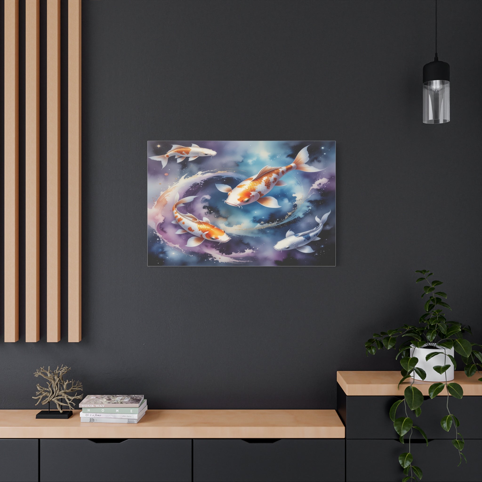 Cosmic Koi Symphony: Ethereal Underwater Space Journey, Digital Watercolor Fantasy - L’Art Suprême Canvas
