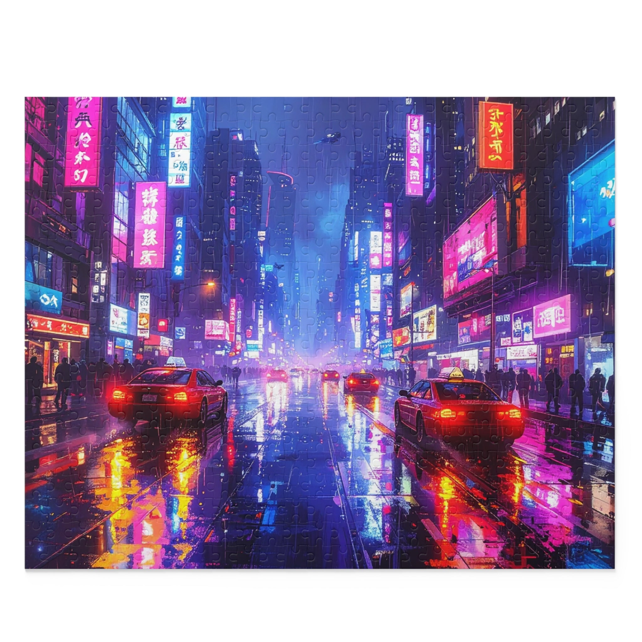 Neon Nocturne: Cyberpunk Cityscape, Digital Urban Dreamscape -  L'Art Puzzle