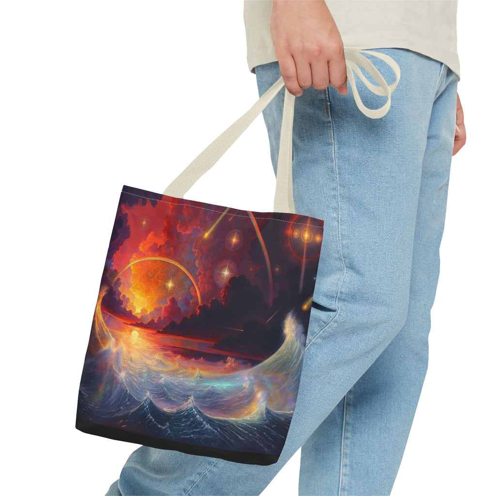 “Celestial Tides” – Cosmic Chaos x Ocean Calm Tote